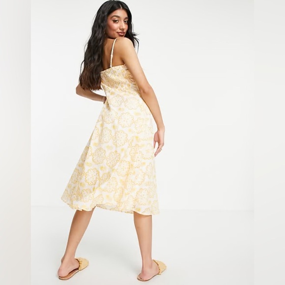 JustMe | ASOS  yellow strappy midi dress with bow front detail - Picture 4 of 7